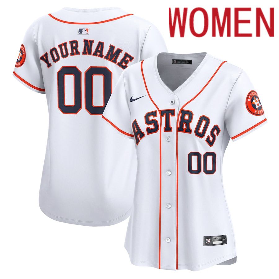 Women Houston Astros Nike White Home Limited Custom MLB Jersey->women mlb jersey->Women Jersey